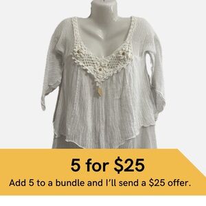 White Crochet Trim Women's Tunic Top /Coverup.
